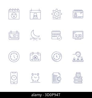 Industry-leading pack of 16 Thin Line Detail Enhanced vector icons for Calendar, sized at 64x64 for optimal rendering and user interface excellence. Stock Vector