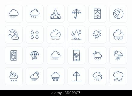 A dynamic set of 24 vector icons in Bold Line, tailored for Drizzle with High Resolution PIXEL Perfect quality suited for digital products. Stock Vector