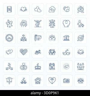 Expertly designed 36 Bold Line Pixel Aligned vector icons for Togetherness, engineered at 256x256 resolution for flawless integration and performance. Stock Vector