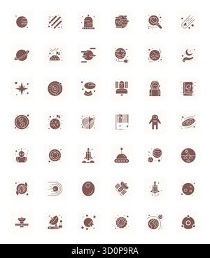 This Cosmos vector icon pack includes 42 Filled designs in 128x128 Pixel Optimized format, perfect for enhancing digital interfaces. Stock Vector