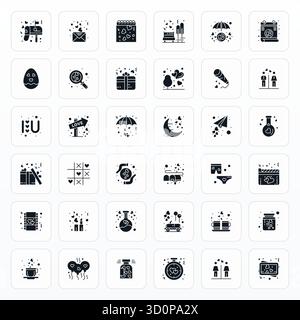 Expertly designed 36 Glyph Pixel Aligned vector icons for Hearts, engineered at High Resolution resolution for flawless integration and performance. Stock Vector