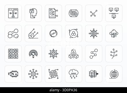 Transform your designs with 24 Bold Line vector icons themed around Dataflow, engineered in 128x128 Detail Enhanced resolution for maximum clarity. Stock Vector