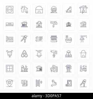 Unlock 36 Bold Line Editable vector icons inspired by House, optimized in High Resolution format for flawless display across all devices. Stock Vector
