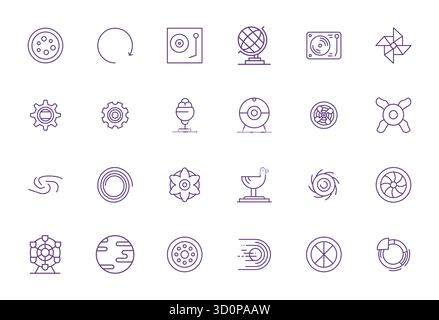 Explore 24 Bold Line Grid Fitted vector icons in 128x128 resolution inspired by Rotating. Perfect for web and app interfaces. Stock Vector