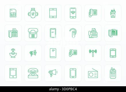 State-of-the-art bundle featuring 24 Editable vector icons inspired by Communication Device, created in Bold Line format at High Resolution for next-g Stock Vector