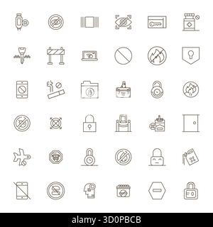 Explore 36 Bold Line Pixel Optimized vector icons in High Resolution resolution inspired by Restricted. Perfect for web and app interfaces. Stock Vector