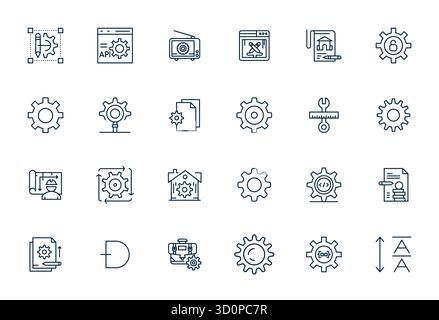 Handcrafted collection featuring 24 Bold Line vector icons for Modification, optimized in 64x64 Detail Enhanced resolution for premium digital experie Stock Vector