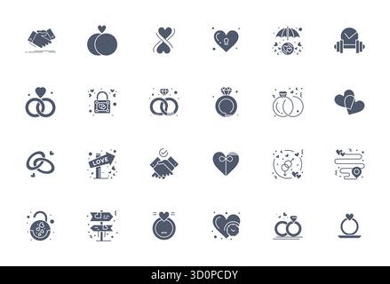 Advanced collection of 24 Pixel Optimized vector icons inspired by Commitment, crafted in Filled with 64x64 optimization for superior visual performan Stock Vector