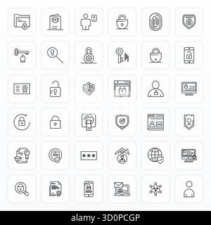 Meticulously crafted 36 Bold Line vector icons for Authentication, delivered in 64x64 PIXEL Perfect quality for uncompromising design standards. Stock Vector