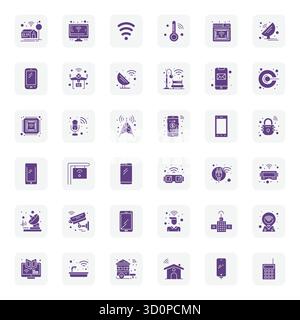 A dynamic set of 36 vector icons in Filled, tailored for Wireless with Retina Ready Pixel Aligned quality suited for digital products. Stock Vector