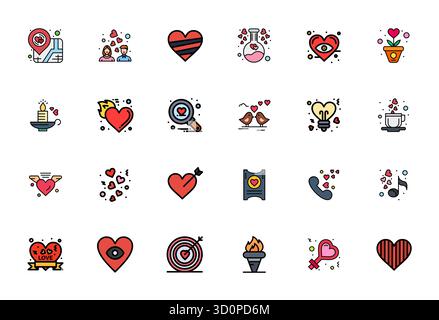 Intelligently designed 24 Pixel Optimized vector icons inspired by Passion, created in Line Filled format at High Resolution for smart and efficient d Stock Vector
