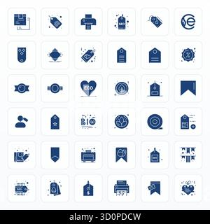 Expertly designed 36 Glyph Pixel Optimized vector icons for Label, engineered at 256x256 resolution for flawless integration and performance. Stock Vector