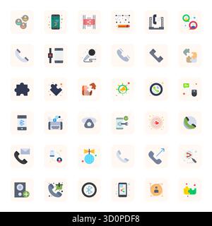 Comprehensive bundle featuring 36 vector icons in Flat design for Connect, delivered in crisp 256x256 Detail Enhanced quality. Stock Vector