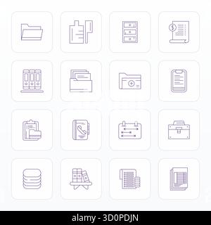 Distinctive pack of 16 Detail Enhanced vector icons inspired by Records, crafted in Thin Line format at 256x256 for memorable brand experiences. Stock Vector