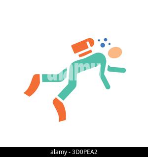 diving color flat icon for digital and print projects.  Minimal clean icons for apps and websites. Modern simple icons for UI UX and branding Stock Vector