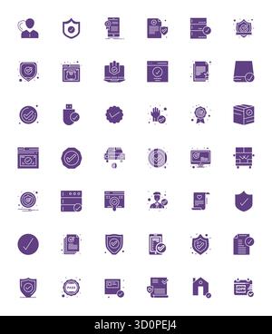 Masterfully created 42 vector icons representing Compliant in Filled design, featuring 256x256 Pixel Optimized resolution for exceptional visual quali Stock Vector
