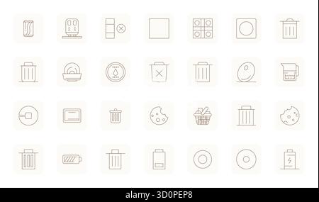 Refined bundle featuring 28 Thin Outline vector icons for Empty, optimized with 128x128 Pixel Optimized quality for elegant and functional design solu Stock Vector