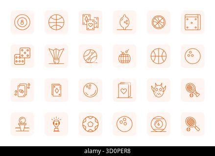 Handcrafted collection featuring 24 Regular Bold Outline vector icons for Game Icon, optimized in High Resolution PIXEL Perfect resolution for premium Stock Vector