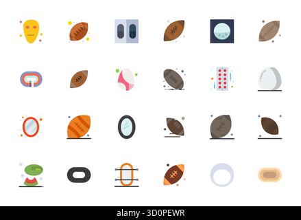 Contemporary collection of 24 vector icons representing Oval in Flat aesthetic, featuring 64x64 Editable resolution for modern application development Stock Vector