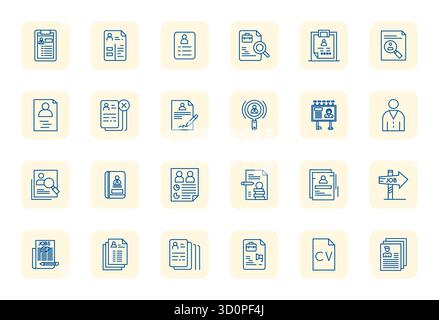 Unlock 24 Regular Bold Outline Grid Fitted vector icons inspired by Cv, optimized in High Resolution format for flawless display across all devices. Stock Vector