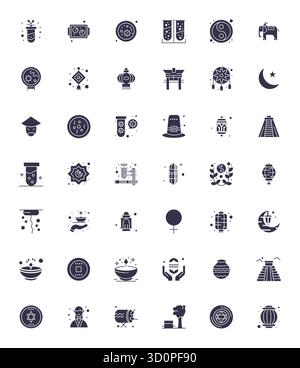 Expertly designed 42 Filled PIXEL Perfect vector icons for Culture, engineered at 64x64 resolution for flawless integration and performance. Stock Vector
