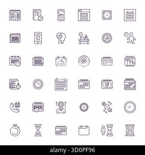 Artfully designed 36 Bold Line Editable vector icons for Time Management, delivered in High Resolution format for consistent visual excellence. Stock Vector