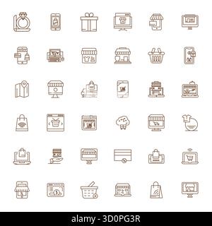 Essential pack of 36 Detail Enhanced vector icons for Online Store in Bold Line format, sized at 128x128 for optimal performance and scalability. Stock Vector