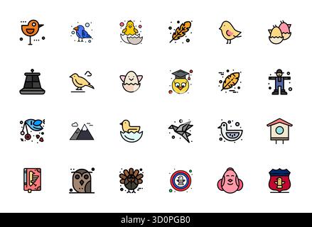 Distinctive pack of 24 Display Perfect vector icons inspired by Bird, crafted in Line Filled format at High Resolution for memorable brand experiences Stock Vector