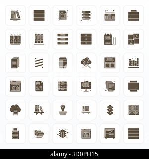 Complete package of 36 vector icons themed around Folders, showcasing Glyph design in 256x256 Pixel Optimized quality for modern interfaces. Stock Vector