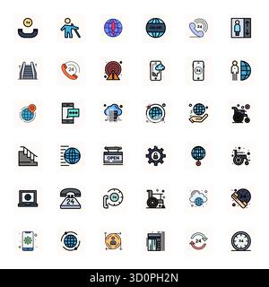 Distinctive pack of 36 Grid Fitted vector icons inspired by Accessibility, crafted in LineFilled format at High Resolution for memorable brand experie Stock Vector