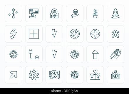 Set of 24 Bold Line Display Perfect vector icons themed around Boost, crafted in Retina Ready resolution for seamless integration in apps and websites Stock Vector