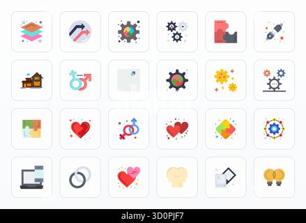 A versatile set of 24 Flat Editable vector icons focused on Combined, delivered in crisp 64x64 format ideal for mobile and web applications. Stock Vector