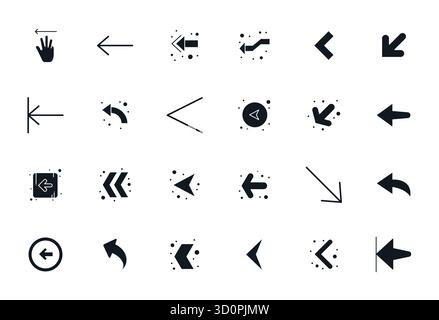 Expertly designed 24 Filled Pixel Aligned vector icons for Leftward, engineered at 128x128 resolution for flawless integration and performance. Stock Vector
