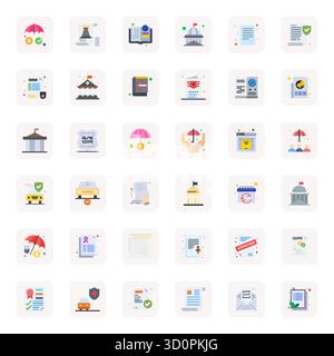 Download 36 scalable Flat vector icons designed for Policy, featuring Pixel Optimized 64x64 resolution suitable for professional and creative projects Stock Vector