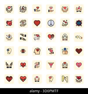 Future-ready pack of 36 vector icons themed around Empathy, showcasing LineFilled design with High Resolution Editable clarity for innovative user int Stock Vector