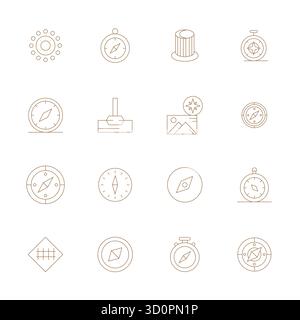 Artfully designed 16 Thin Line Editable vector icons for Bearing, delivered in Retina Ready format for consistent visual excellence. Stock Vector