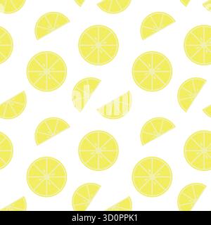 Lemon Halves and Circle Seamless Pattern Minimalist Flat Design Background Citrus Fruits Design idea. Isolated vector illustration Cozy Themed or Menu Cards Background Banner, leaflets, labels, price Stock Vector