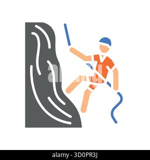 canyoneering color flat icon for digital and print projects.  Minimal clean icons for apps and websites. Modern simple icons for UI UX and branding Stock Vector