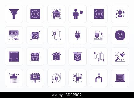 Transform your designs with 24 Glyph vector icons themed around Outlet, engineered in 64x64 Editable resolution for maximum clarity. Stock Vector