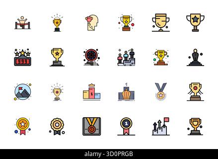 Explore 24 Flat Line Filled Editable vector icons in 128x128 resolution inspired by Winner. Perfect for web and app interfaces. Stock Vector