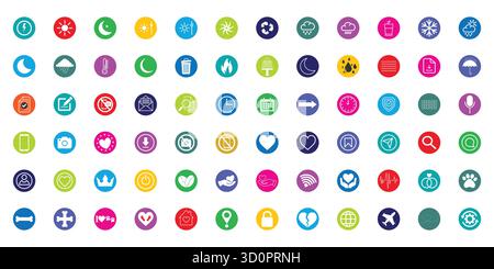 SEO icons for web design collection of various circle versions. Perfect for various promotional materials. Stock Vector