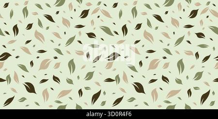 Abstract Leaf Seamless Pattern Design. Green Leaves Background Stock Vector