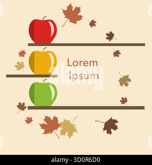 An autumn background graphic with falling maple leaves has room for text or artwork. Colors are warm oranges, browns and cream in the spirit of fall. Stock Vector