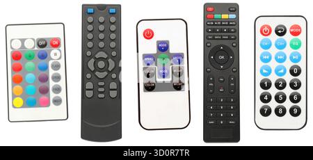 Different remote controls isolated on white, set Stock Photo