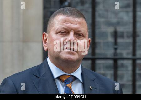 London, England, UK. 24th Oct, 2025. VALERII ZALUZHNYI, Ambassador of Ukraine to the United Kingdom and former Commander-in-Chief of Ukraine's Armed Forces, departs 10 Downing Street en route to the "Coalition of the Willing"" summit at the Foreign Office, London, United Kingdom, on 24 October 2025. (Credit Image: © Thomas Krych/ZUMA Press Wire) EDITORIAL USAGE ONLY! Not for Commercial USAGE! Stock Photo