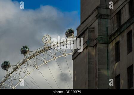 London, UK. 24th Oct, 2025. The London Eye has a passenger pod missing as they are taken away for maintenance, and a significant refurbishment, one at a time. Credit: Guy Bell/Alamy Live News Stock Photo