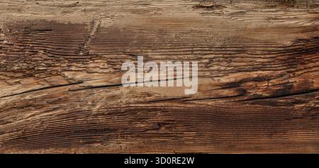 Old brown wooden plank creating an organic textured grunge background Stock Photo