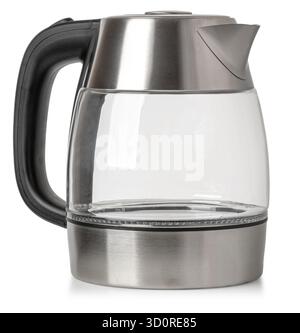 Modern electric kettle combining glass and stainless steel, perfect for kitchen appliances Stock Photo