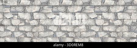 Rough gray stone masonry presenting an irregular block pattern Stock Photo