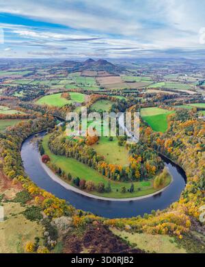 Aerial view of the River Tweed near Abbotsford, Galashiels, Scottish ...